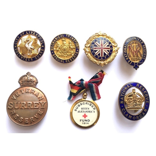 160 - WW1 National & Veteran Reserve Lapel Badges etc.  Including: City of Liverpool Volunteer Guard ... M... 