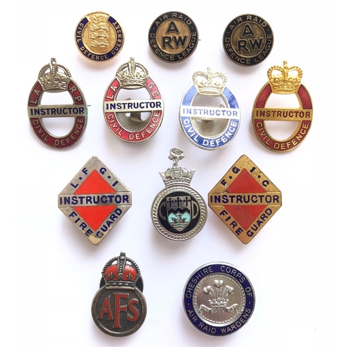 161 - WW2 / Cold War Period Home Front Badges.  Including: Civil Defence Guernsey ... 2 x Air Raid Defence... 