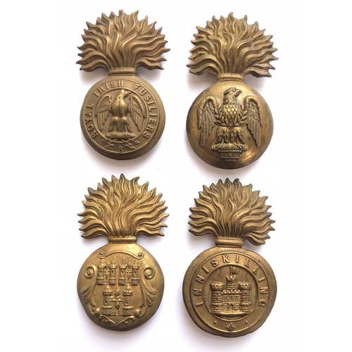 166 - Irish. Four post 1881 Fusilier glengarry badges.  Royal Irish Fusiliers (eagle in title circlet - re... 