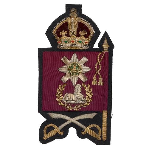 174 - Scots Guards Colour Sergeant rank badge circa 1901-52.  Fine scarce bullion crowned crimson silk fla... 