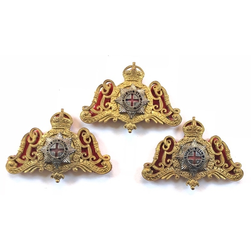 186 - Three Life Guards Officer post 1901 undress pouch badges.  Fine examples each comprising crown above... 