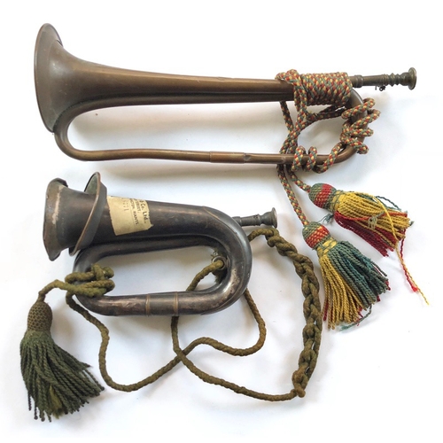 192 - Edwardian British Army Cavalry Pattern Bugle.   A good example by Potters of Aldershot, these detail... 