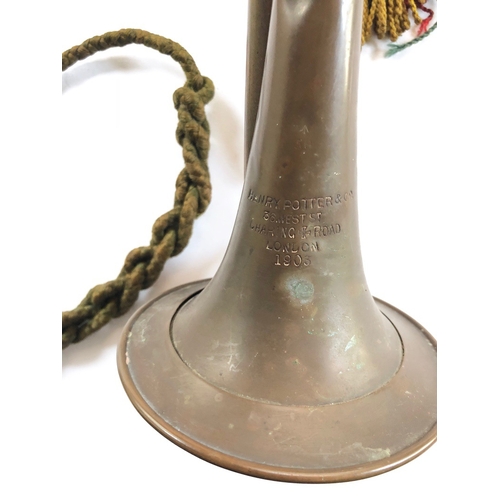 192 - Edwardian British Army Cavalry Pattern Bugle.   A good example by Potters of Aldershot, these detail... 