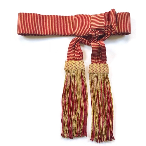 195 - Foot Guards Officers State Waist Sash. A good example, with transverse crimson and gold woven stripe... 