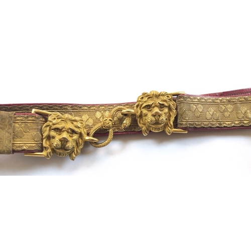 198 - 8th (Kings Royal Irish) Hussars Victorian Officers Sword Belt A good circa mid 19th Century Officers... 