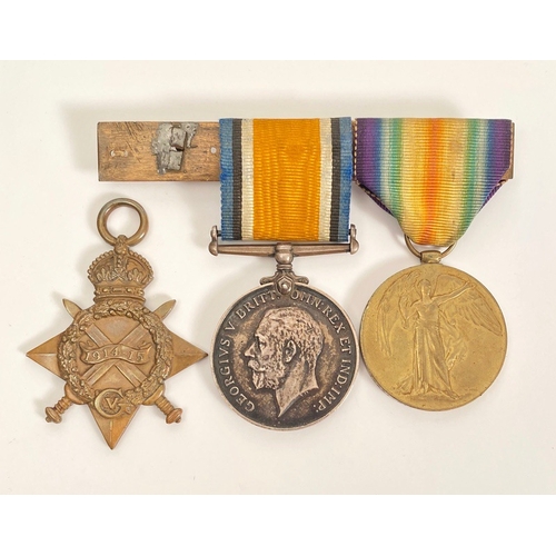 225 - WW1 Royal Fusiliers 1914/15 Star Group of Three Medals.  Awarded to 12891 PTE R READ R.FUS. Star loo... 