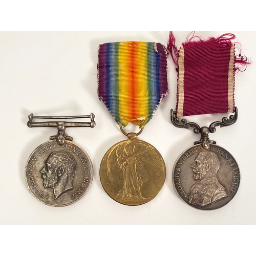 230 - WW1 Military Works Service Indian Army Long Service Group of Three Medals.  Awarded to Sub Conductor... 