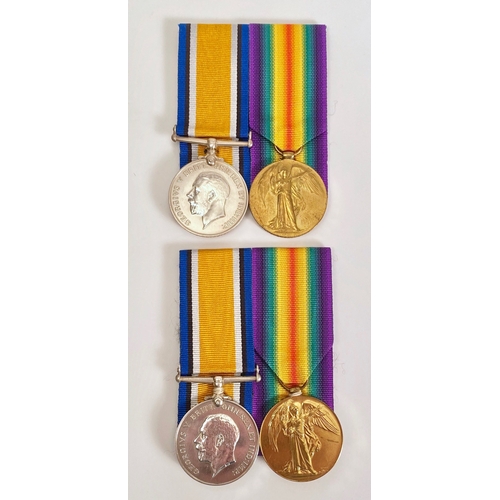 276 - WW1 Machine Gun Corps Medal Groups.  Two Pairs of medals comprising: British War Medal and Victory M... 