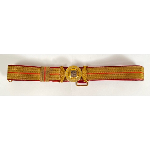 299 - Army Ordnance Department / Corps Officers waist belt. A good example of red Morocco lined gold lace ... 