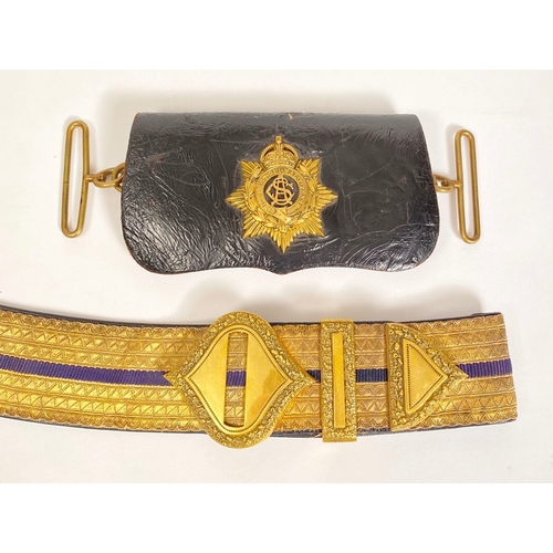 300 - Army Service Corps Officers Pouch Belt and Pouch.  A good post  1901 example. Blue leather belt with... 