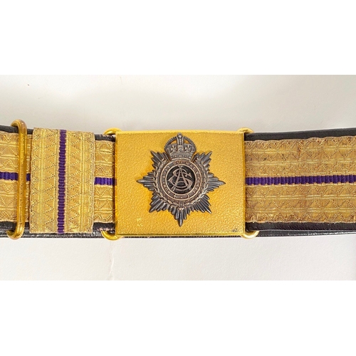 301 - Army Service Corps Officers Waist Belt & Sword Slings.  A very good example circa 1901-14. Blue leat... 