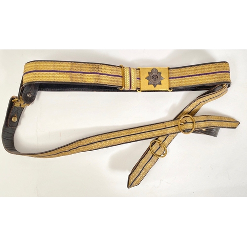 301 - Army Service Corps Officers Waist Belt & Sword Slings.  A very good example circa 1901-14. Blue leat... 