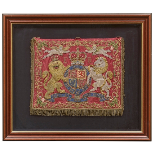 304 - Household Cavalry State Trumpeters Ceremonial trumpet banner.  A scarce Elizabeth II example. Ground... 