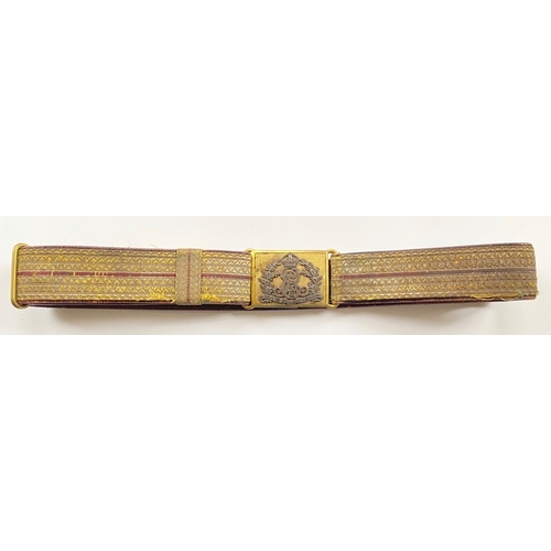 306 - Edwardian Army Veterinary Department Officers Sword Belt.  This example with regimental gold lace wi... 