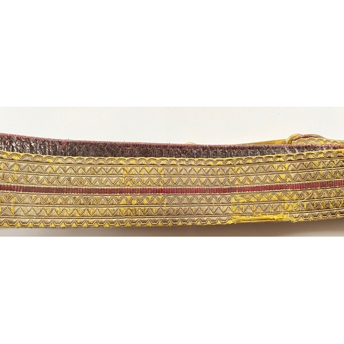 306 - Edwardian Army Veterinary Department Officers Sword Belt.  This example with regimental gold lace wi... 