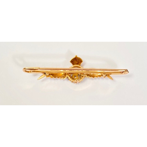 317 - Royal Flying Corps Regimental Sweetheart Brooch A good quality gold yellow metal example stamped 15C... 