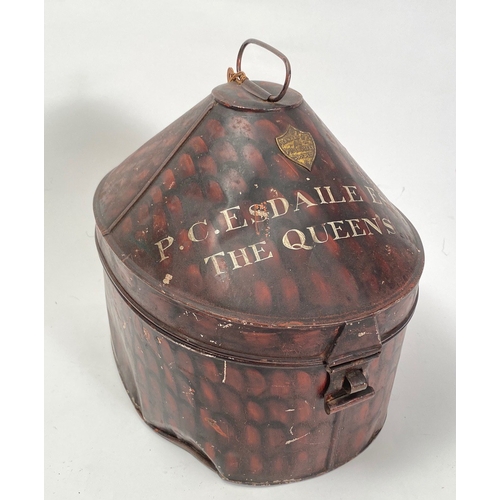 352 - The Queens Regiment 1878 Pattern Home Service  Officers Blue Cloth Helmet Tin.  This example retaile... 