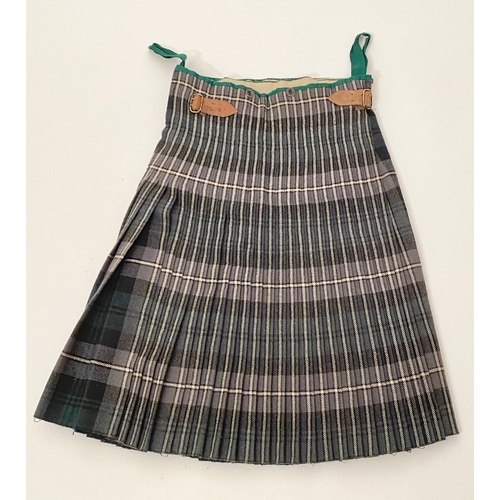 374 - Kings Liverpool Scottish Forbes Tartan Kilt  A good quality example, complete with single black leat... 