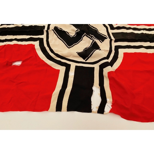 437 - German Third Reich WW2 Naval War flag.  Good red cotton example, said to be from an E-Boat, printed ... 