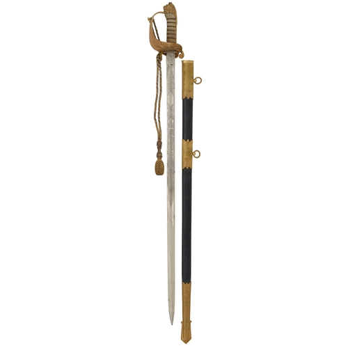 457 - Royal Navy George V Period Officer Sword  A good example of the regulation pattern. The straight bla... 