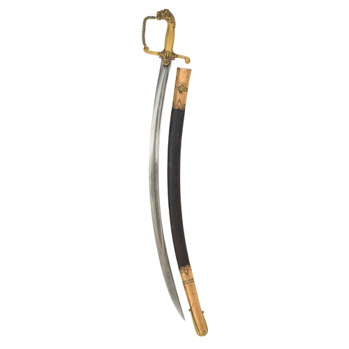 473 - Bandsman Sword & Scabbard early 19th Century .  A scarce example the single edged curved blade is a ... 