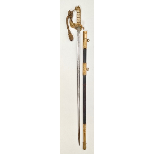 484 - Royal Navy Sword of Commander R.G. Liveing  Comprising: Royal Navy George V period Levee pattern swo... 