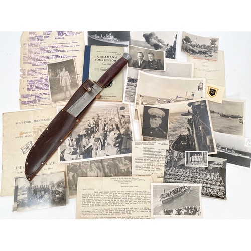 499 - Royal Marines Attributed William Rodgers Fighting Knife and Ephemera.  Attributed to Marine Arthur J... 