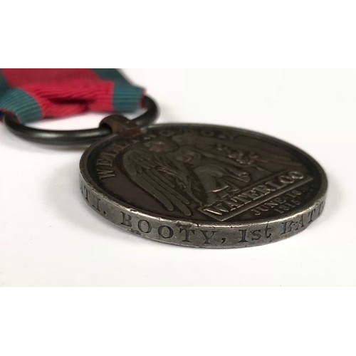 245 - 1st Bn 95th Rifles Waterloo Medal. Awarded to **NATH BOOTY 1ST BATT 95TH REG FOOT** The medal retain... 