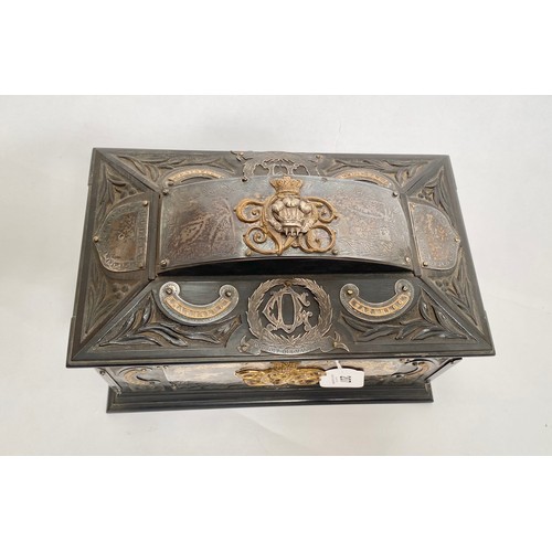 207 - Victorian Table Casket. Embellished With Cavalry Officers Silver Pouch Belt FittingsA magnificent eb... 