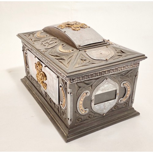 207 - Victorian Table Casket. Embellished With Cavalry Officers Silver Pouch Belt FittingsA magnificent eb... 