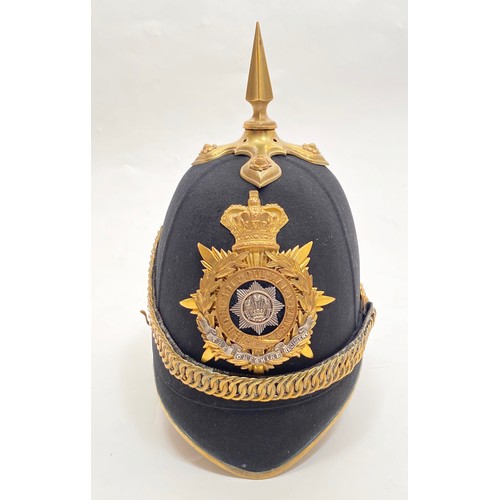 323 - Victorian Cheshire Regiment 1878 Pattern Officers Helmet. The helmet is complete with gilt metal fur... 