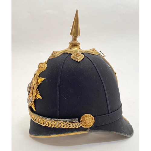 323 - Victorian Cheshire Regiment 1878 Pattern Officers Helmet. The helmet is complete with gilt metal fur... 