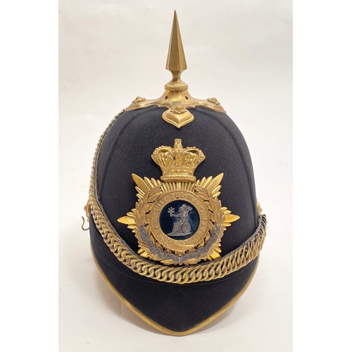 324 - Victorian Norfolk Regiment 1878 pattern Officers helmet. A good example Home Service Pattern blue cl... 