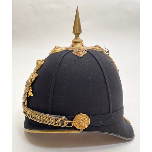 324 - Victorian Norfolk Regiment 1878 pattern Officers helmet. A good example Home Service Pattern blue cl... 