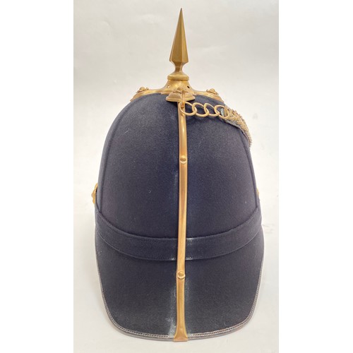 324 - Victorian Norfolk Regiment 1878 pattern Officers helmet. A good example Home Service Pattern blue cl... 