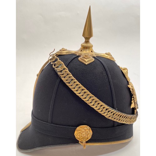 324 - Victorian Norfolk Regiment 1878 pattern Officers helmet. A good example Home Service Pattern blue cl... 