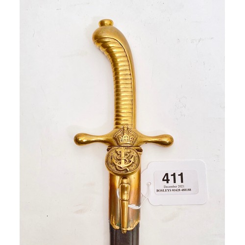 411 - German Imperial Kaiserliche Marine 1890 Officer cadet's sidearm. A good rare example. Ribbed brass h... 