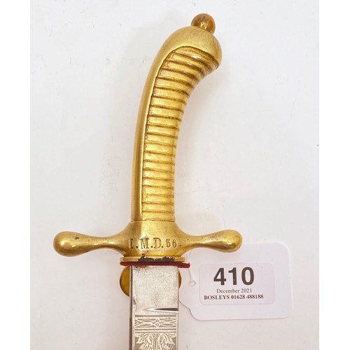 410 - German Imperial Kaiserliche Marine Officer cadet's sidearm. A good rare example. Ribbed brass hilt, ... 