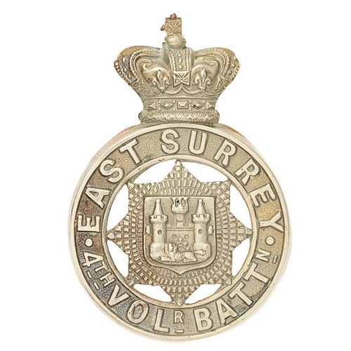 42 - 4th (Clapham Junction) VB East Surrey Regiment Victorian glengarry badge circa 1887-96.  Good die-st... 