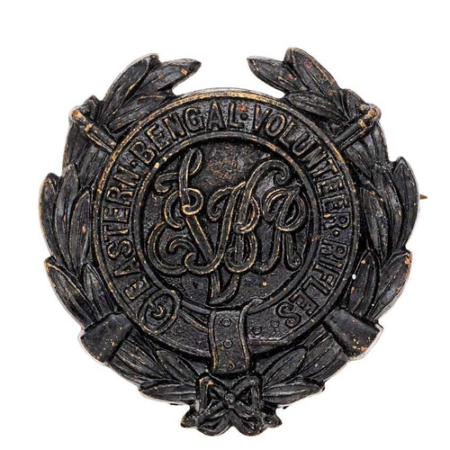 352 - Indian Army. Eastern Bengal Volunteer Rifles pagri badge.  Good British made die-stamped blackened l... 