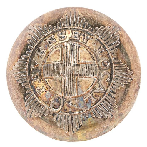 508 - Sussex. Pevensey Local Militia George III Officer coatee button circa 1808-16.  Good scarce silvered... 