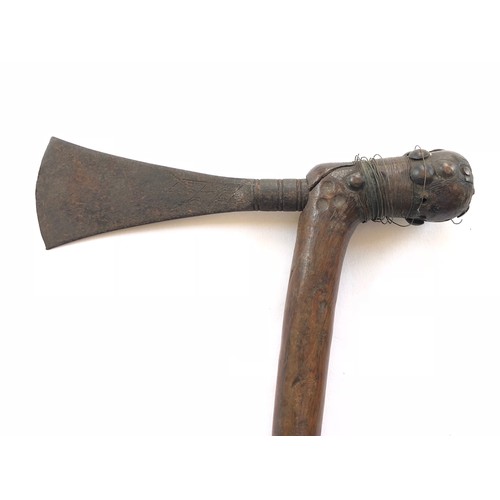 250 - South African Zulu Warriors Axe.A good example with a 14 inch wood shaft with dot decoration to the ... 