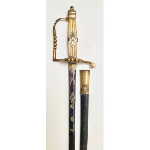 92 - Georgian Napoleonic War Period Officer's Five Ball Spadroon Sword This example with a straight, spea... 