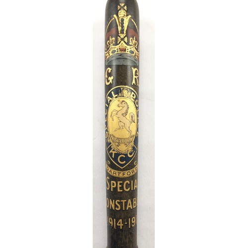 255 - WW1 Dartford Kent County Constabulary Special Constables Police Painted Truncheon.A good example wit... 