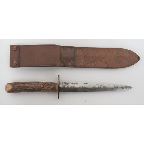 177 - WW2 Commercial Fairburn & Sykes Combat Knife
6 1/4 inch, double edged blade.  Oval, steel c... 