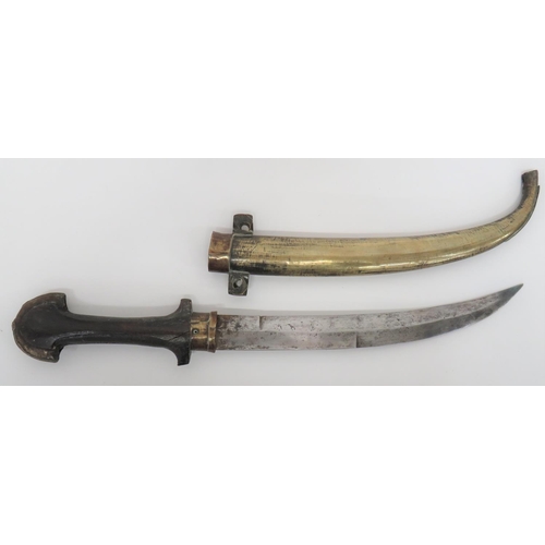 185 - Two North African Jambiyas
8 inch, double part edged, slightly curved blade.  White metal ferru... 