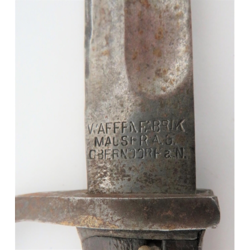 107 - WW1 German G98/05 Butcher Bayonet
14 1/4 inch, single edged blade widening towards the point.  ... 