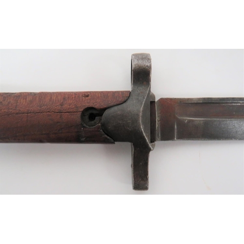 120 - WW2 Italian M1938 Carcano Bayonet
7 inch, single edged blade with fuller.  Steel, modified cros... 