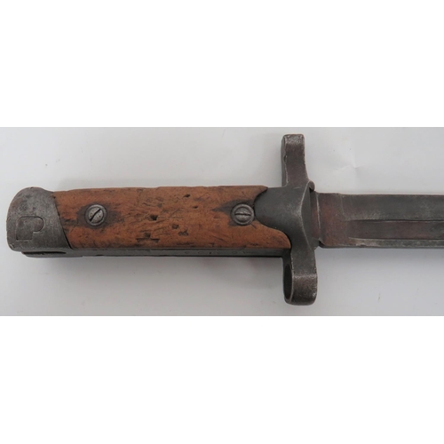 120 - WW2 Italian M1938 Carcano Bayonet
7 inch, single edged blade with fuller.  Steel, modified cros... 