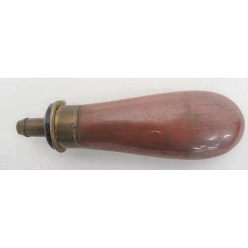 267 - Mid 19th Century Powder Flask by Bartram & Co
3 3/4 inch, browned copper body.  Brass top w... 